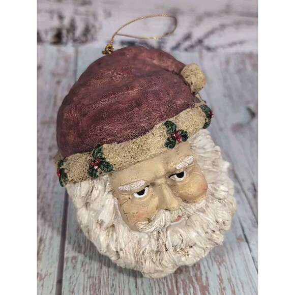 Vintage Santa Clause Head Christmas Ornaments Ceramic or Resin - Picture 3 of 13